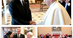 Imágenes del papa Francisco recibiendo al presidente Luis Abinader. Inter News Service