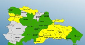 El mapa registra las provincias dominicanas en alerta por las lluvias. Inter News Service