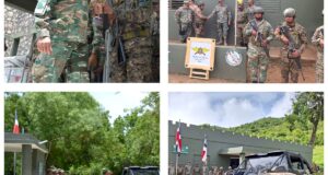 Imágenes del recorrido realizado por el ministro de Defensa, Carlos Díaz Morfa (arriba, izq.). Inter News Service