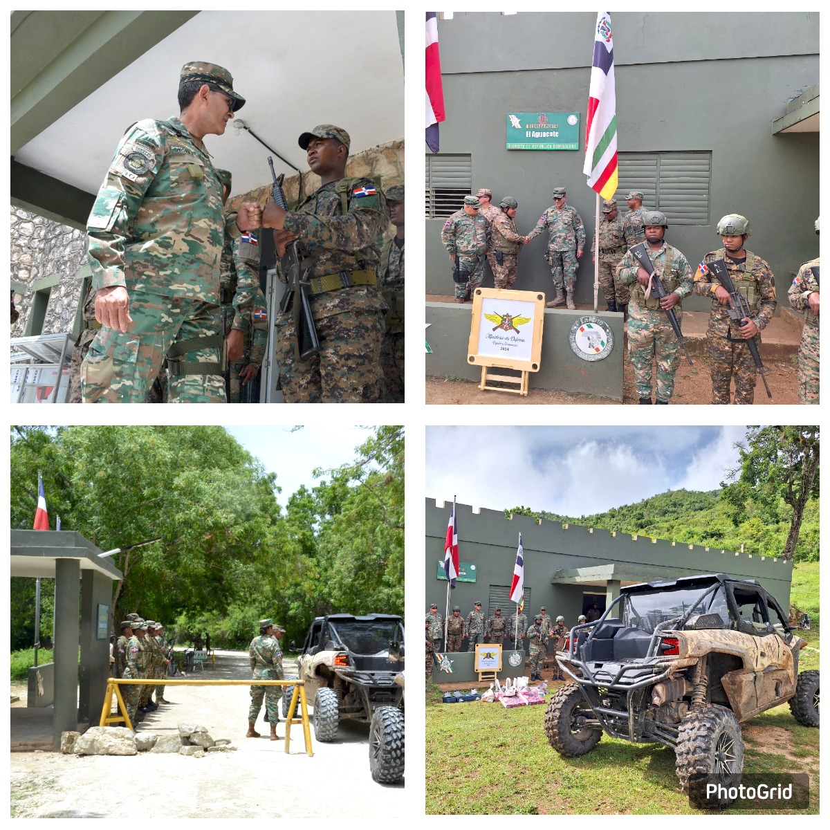 Imágenes del recorrido realizado por el ministro de Defensa, Carlos Díaz Morfa (arriba, izq.). Inter News Service