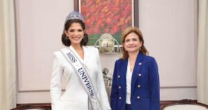Miss Universo 2023, Sheynnis Palacios, y la vicepresidenta de la República, Raquel Peña. Inter News Service