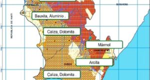 El mapa muestra los hallazgos de tierras raras en la región suroeste dominicana. Inter News Service