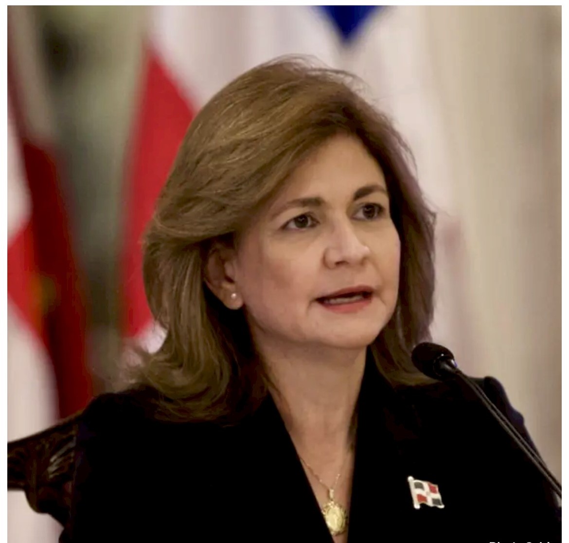 Vicepresidenta-dominicana-Raquel-Pena-dando-declaraciones-sobre-las-pandillas-haitianas.-Inter-News-Service.