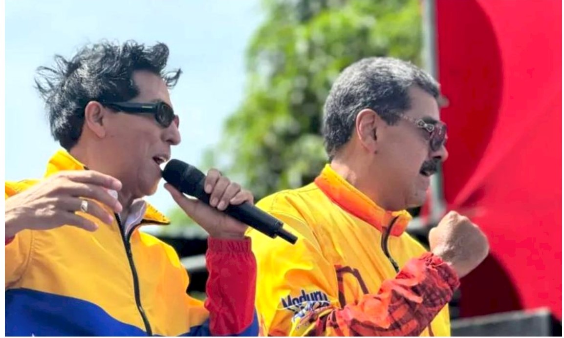 Bonny Cepeda junto a Nicolás Maduro en la ceremonia de juramentación del gobernante. Inter News Service