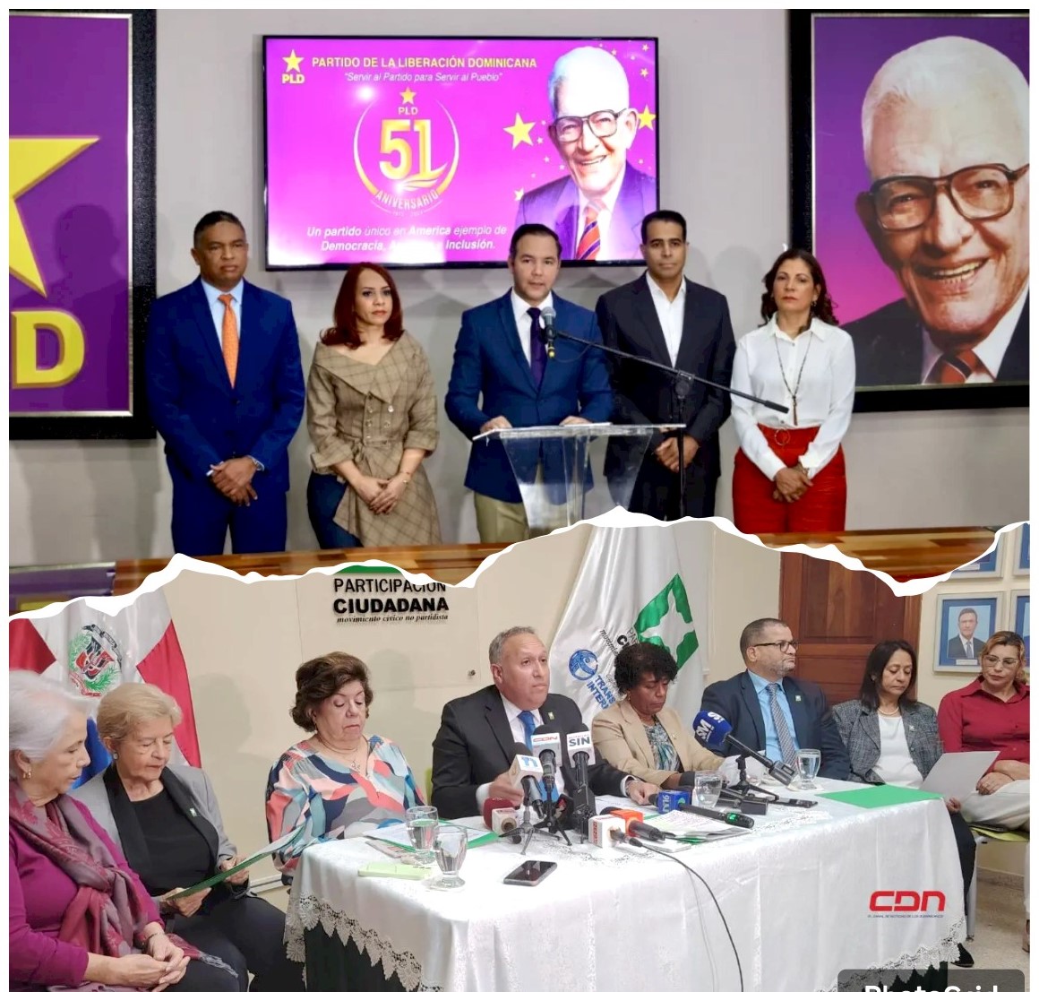 Directivos del Partido de la Liberación Dominicana y de Participación Ciudadana ofreciendo detalles sobre las donaciones de la Usaid. Inter News Service