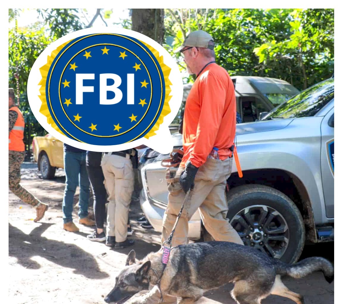 Una de las unidades caninas del FBI incorporadas a la búsqueda de la niña Brianna Genao, hace 15 días, en la provincia Puerto Plata. (Fuente externa). Inter News Service