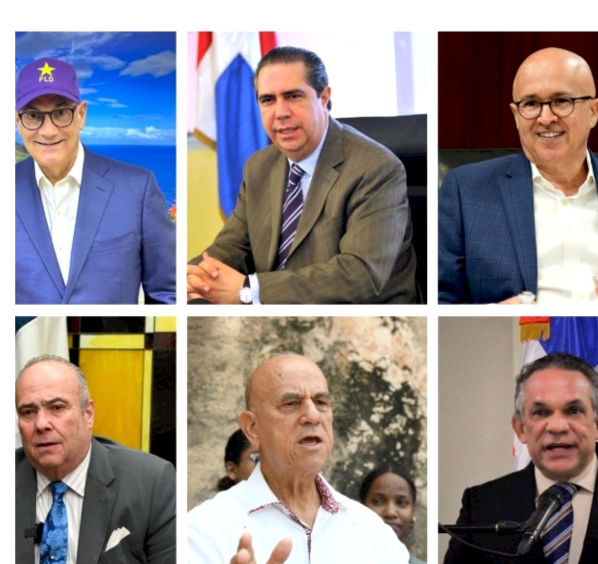 Gonzalo Castillo, Francisco Javier García, Francisco Domínguez Brito, Charles Mariotti, Luis de León y Ramón Ventura Camejo, los aspirantes a gobernar la República Dominicana. (Fuente externa). Inter News Service