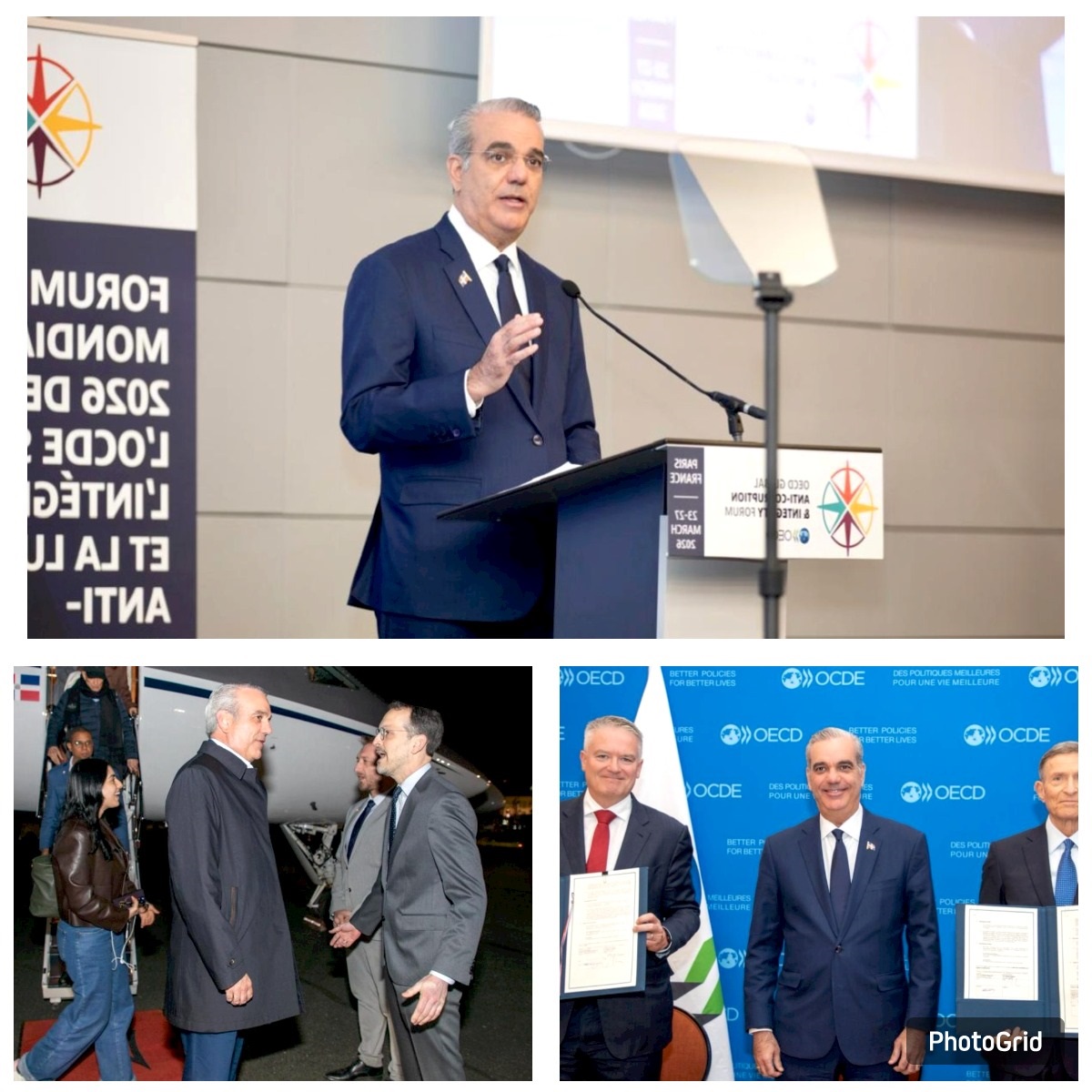 Imágenes de la visita del presidente Luis Abinader en París. /Fuente PresidenciaRD. Inter News Service