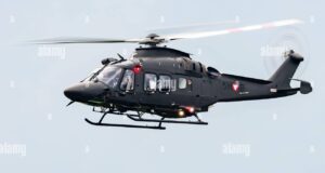 Imagen del helicóptero AgustaWestland AW169 de la Fuerza Aérea de la República Dominicana, accidentado ayer. (Fuente Externa). Inter News Service