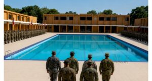 Imagen de archivo de una piscina donde los cadetes militares reciben entrenamientos sobre la dinámica de formación. Inter News Service