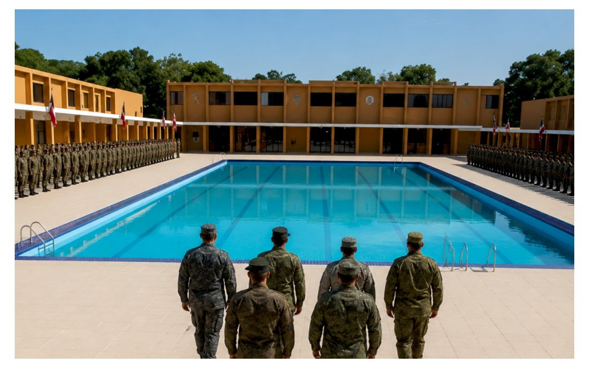 Imagen de archivo de una piscina donde los cadetes militares reciben entrenamientos sobre la dinámica de formación. Inter News Service