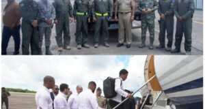 La gráfica superior muestra parte de los medicamentos que fueron enviados a Venezuela. En la inferior, integrantes de la misión dominicana que partió hacia esa nación para asistir a los ciudadanos afectados por los terremotos. (Fuente externa). Inter News Service