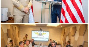 Vista de la reunión de los jefes militares dominicanos con la representación del Comando Sur de los Estados Unidos. (Fuente Oficial). Inter News Service