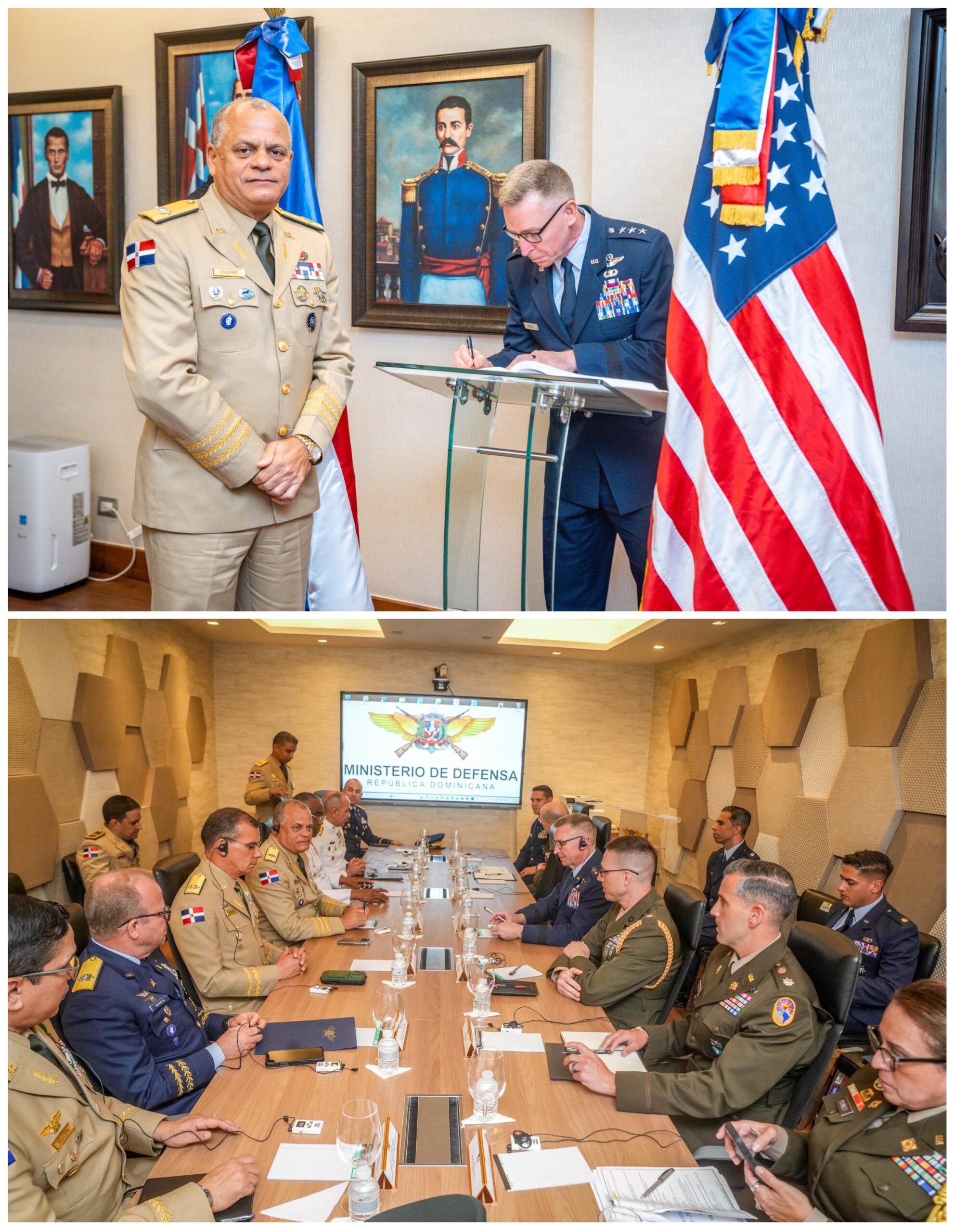 Vista de la reunión de los jefes militares dominicanos con la representación del Comando Sur de los Estados Unidos. (Fuente Oficial). Inter News Service