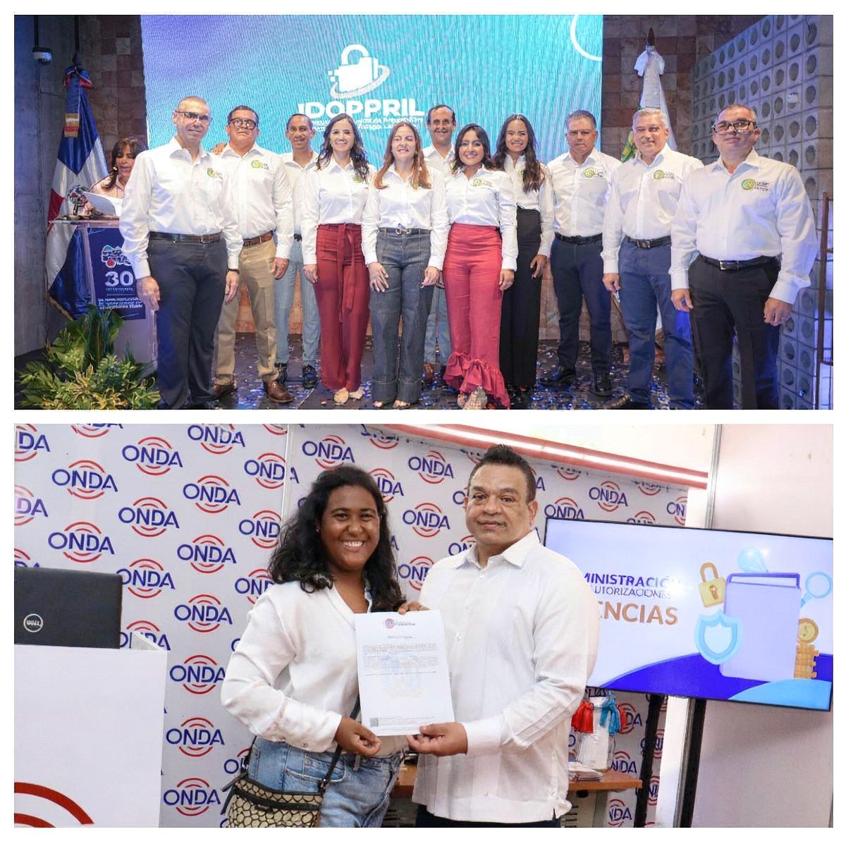 Imagen superior, los ejecutivos de Expo Vega Real 2026. En la siguiente, José Ruben Gonell Cosme, director de la ONDA, entregando un certificado. (Fuente externa). Inter News Service