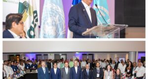 El presidente Luis Abinader mientras daba apertura a la cumbre regional donde se analizarán las políticas públicas para la seguridad alimentaria. (Fuente oficial). Inter News Service