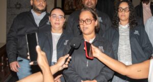 La procuradora de corte Mirna Ortiz mientras daba detalles de la medida cautelar solicitada contra los imputados en millonario fraude al sistema de salud. (Fuente Procuraduría). Inter News Service