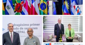 Imágenes del presidente Luis Abinader en la cumbre de la Cepal. Figuran, además, el secretario general de la OEA, Albert Ramdin; la expresidenta de Chile, Michelle Bachelet; la vicepresidenta de la República, Raquel Peña, y el canciller Víctor Bisonó. (Fuente externa). Inter News Service